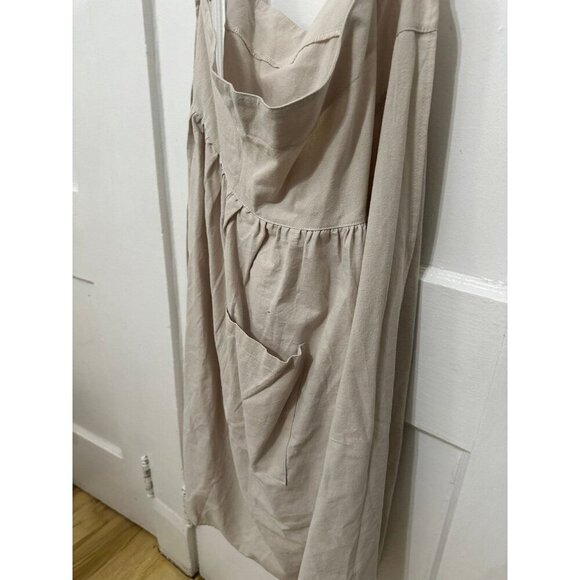 Neutral Cotton Sundress with Pockets – Adjustable Straps - Picture 3 of 12